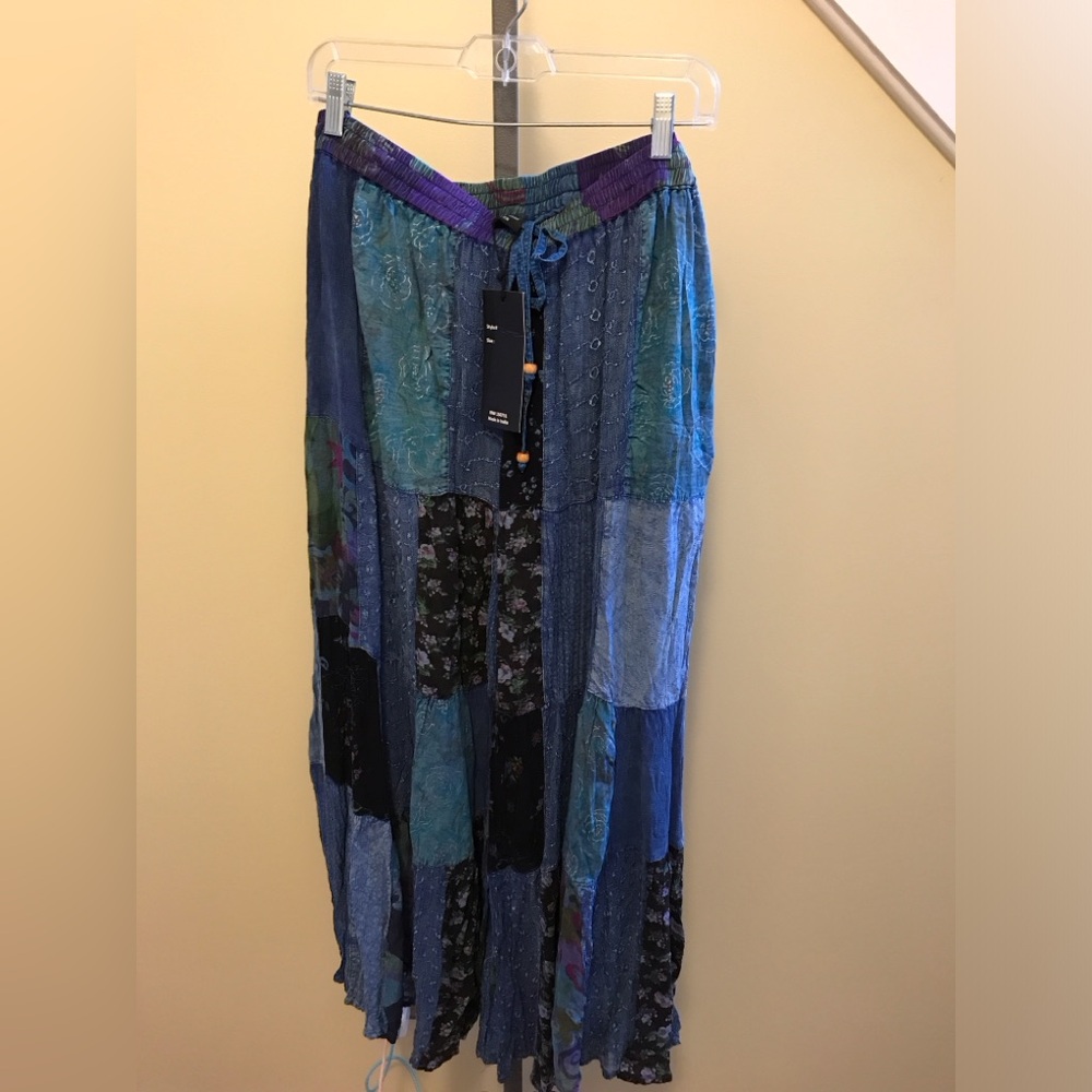 YOUNG THREADS NWT Pants Denim Blue Pattern drawstring Xlarge
